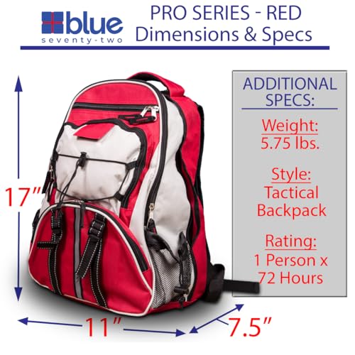 1 Pack Red 72 Hour Emergency Survival Backpack Kit with Water & First Aid