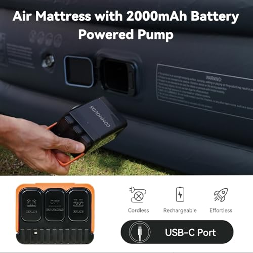 Beige Twin Air Mattress with Rechargeable Pump - 18-Inch Portable Inflatable Bed for Camping & Guest Use