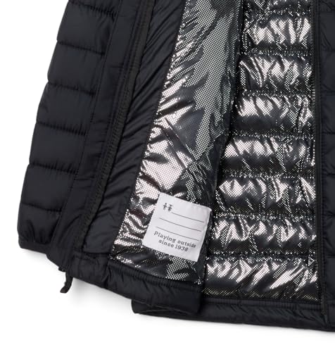 Kids Powder Lite II Hooded Jacket - Medium Black - Lightweight & Warm Columbia Outerwear