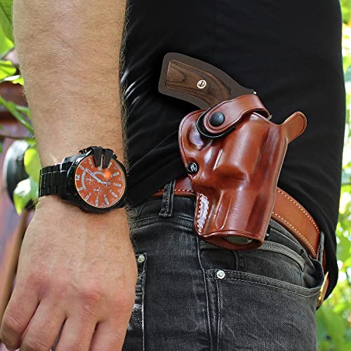 MASC Leather Paddle Holster for Revolver PC Mod 629 .44 Mag with Retention Strap