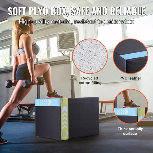 VEVOR 20x18x16 inch 3-in-1 Plyometric Jump Box - Anti-Slip Home Gym Platform