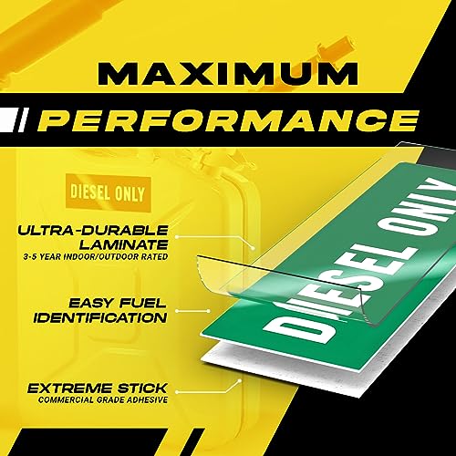 Diesel Fuel Only Sticker - 3 Labels - Weatherproof Heavy Equipment Labels - Variation of Diesel / 3 Labels