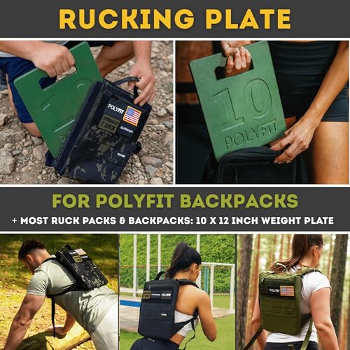 Polyfit 10LB Cast Iron Rucking Weight Plate for Backpacks & Fitness Training