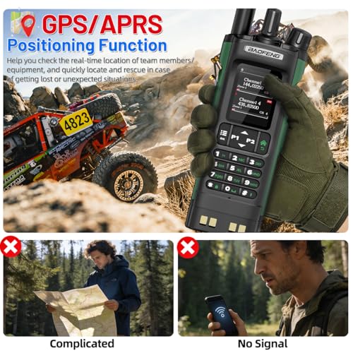 Baofeng DM-32UV Long Range Handheld Ham Radio with GPS, NOAA Weather, 3800mAh Battery - Green