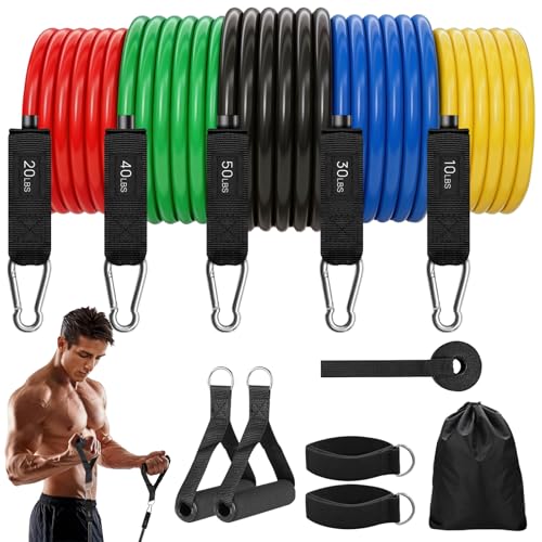 5-Level Resistance Bands with Handles for Full-Body Workout, Portable Fitness Set