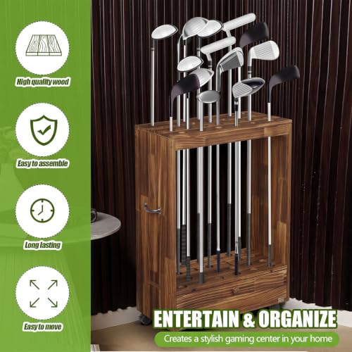 Golf Club Storage Rack for Garage - Brown, 27 Hole Capacity
