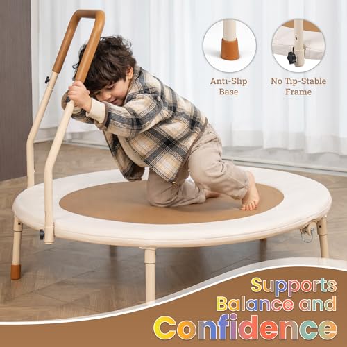 Kids Indoor Trampoline 36 Inch with Handle & Padded Jump Mat for Toddlers