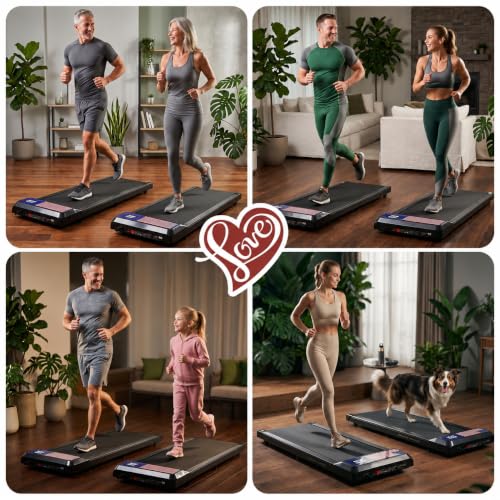 Gkyet Flag Under-Desk Treadmill with Incline, 2.5 HP Home Walking Machine, Remote & LED Display