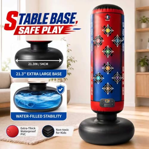 Kids Interactive Punching Bag with Lights, Music, and Scoring - 59.1 Inch
