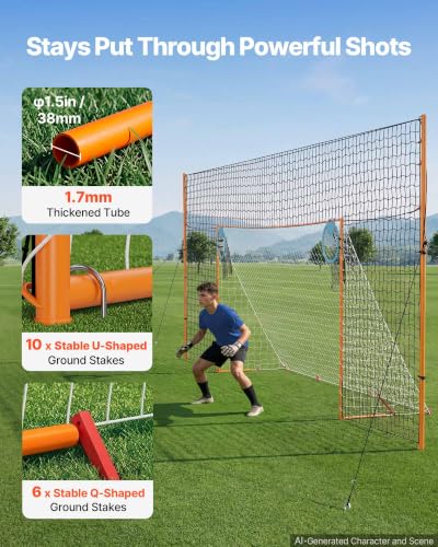 16 x 7FT Soccer Goal with Rebounder & Backstop - Youth Practice Set