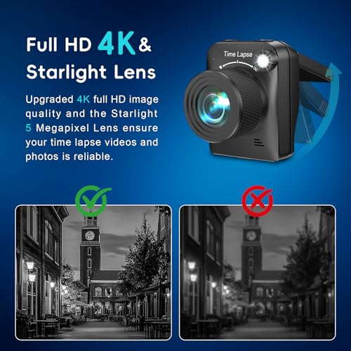 Hojocojo 4K Outdoor Time Lapse Camera with Waterproof Housing & 3 Mounts for Construction & Garden Monitoring