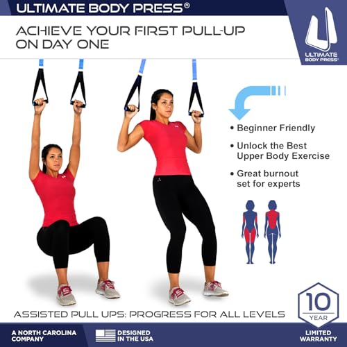 Ultimate Body Press XL Doorway Pull Up Bar & Strap System - Adjustable Width, No-Drill Fitness Equipment
