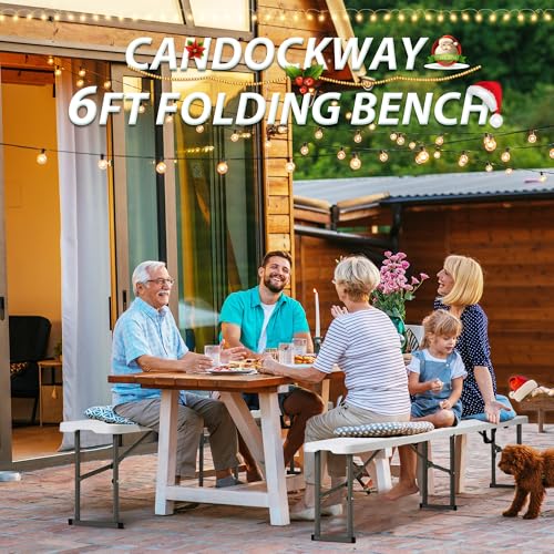 Candockway 6ft Folding Outdoor Bench Lock 2-Pack Waterproof Portable