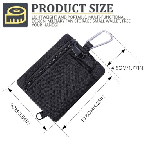 Black Mini EDC Molle Pouch Outdoor Wallet with Carabiner & Coin Storage
