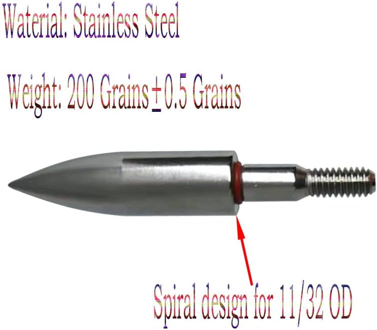 Skiennix Stainless Steel Archery Field Points - Easy Pull Design | 9/32" to 11/32" Sizes, 100-200 Grains (12 PCS)