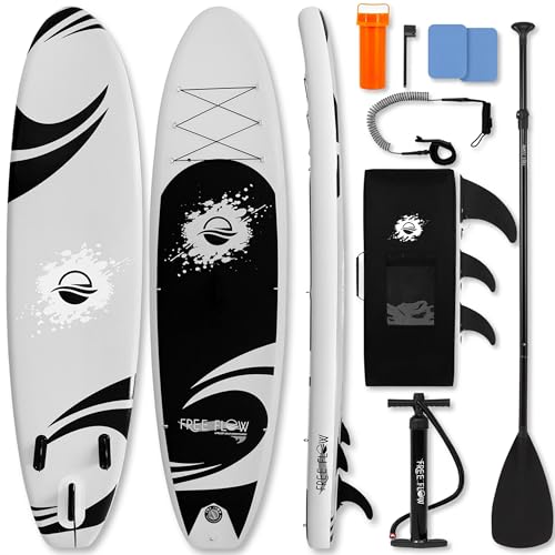 Inflatable Stand Up Paddle Board with Premium Accessories - Black Updated Version, 10'6" Wide Stable Design, 350 lbs Capacity