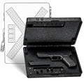 Black Mechanical Gun Safe with TSA Padlock for Handgun, Compact Nightstand & Travel Security