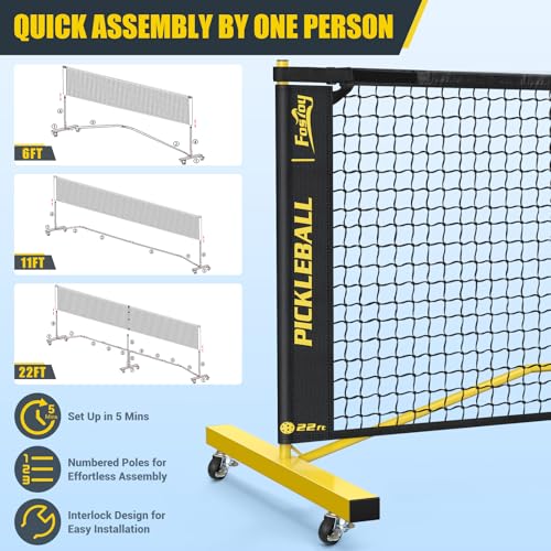 Fostoy Pickleball Set with 3 Nets and 4 Paddles - Yellow Variation