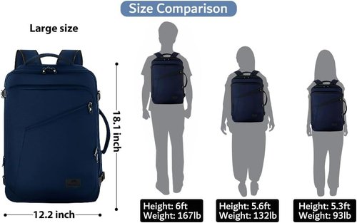 MATEIN Travel Backpack - 27L Water Resistant Carry-On | Convertible Daypack for Hiking - Blue