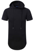 Aiyino Men's Short Sleeve Hooded T Shirt Lightweight Cotton Pullover Hoodie - Black XL