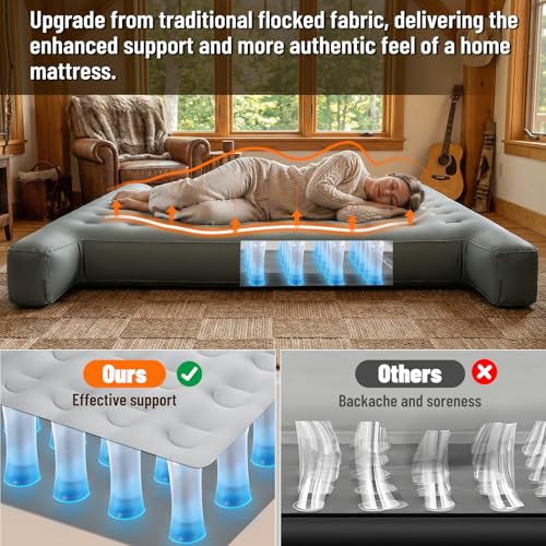 Truck Bed Air Mattress 5.5-5.8ft for Full-Size Pickup with Built-In Pump - Custom Fit for Tundra F150 Silverado Ram1500 (Without Extender)