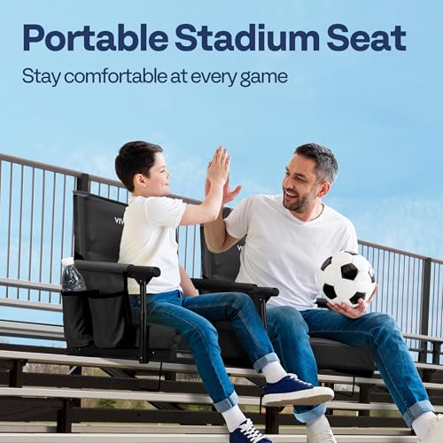 VIVOHOME Black Stadium Seats with Back Support & Cup Holders
