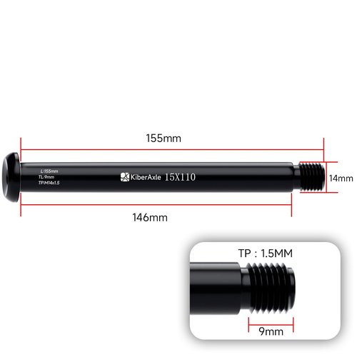 KiberAxle Thru Axles for Fox Fork 15mm, Bike Hub Adapter Axle, Mountain and Road Bike Quick Release Aluminum Alloy Axle 15mm x 110mm