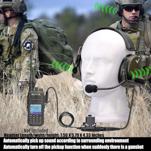 Retevis EHK007 Tactical Headset for Radio, Hearing Protection & Communication