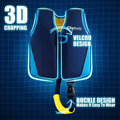 Baby Swim Vest for Toddlers 18 Months-2 Years Blue Neoprene Float Vest with Front Zipper