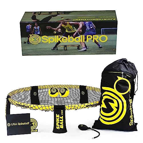 Spikeball Pro Tournament Kit Black & Yellow – Includes Upgraded Net, Spin Balls, Pump & Backpack