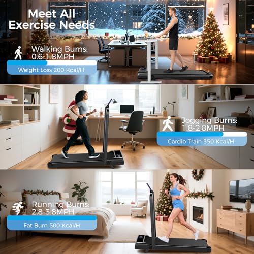 NXSCI Black Foldable Under Desk Treadmill with 8% Incline, 2.5HP Quiet Motor & Remote Control