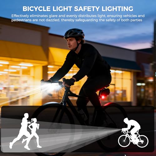 Super Bright Bike Lights 4800 Lumen USB Rechargeable with LCD Display Waterproof Front & Rear for Night Riding