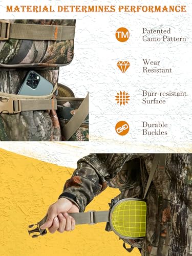 Tree Variation 60L Hunting Backpack for Men Large Capacity Camouflage Pack with Rain Cover