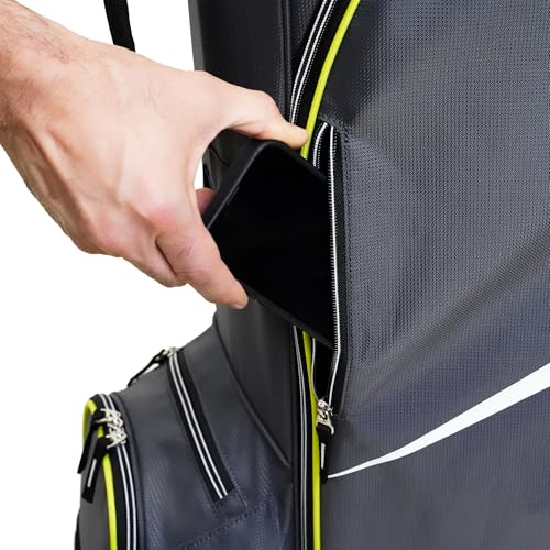 Izzo Ultra Lite Golf Cart Bag Gray/Lime - Lightweight, 14-Way Dividers, Waterproof Pockets