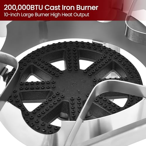 Stainless Steel 200,000 BTU Propane Burner with Regulator - Outdoor Gas Stove