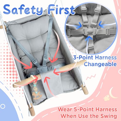 Gray Indoor Outdoor Baby Swing for Toddler & Baby Grow-Up Seat - Safety & Comfort