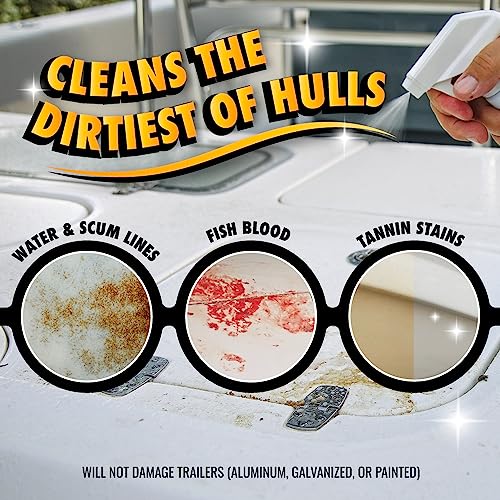 Non-Acid Marine Hull Cleaner 128 Fl Oz - Water & Stain Remover, Safe for All Surfaces