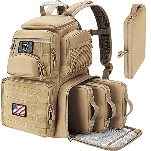 TIDEWE Gun Range Backpack for Handguns Khaki - Tactical Shooting Range Bag