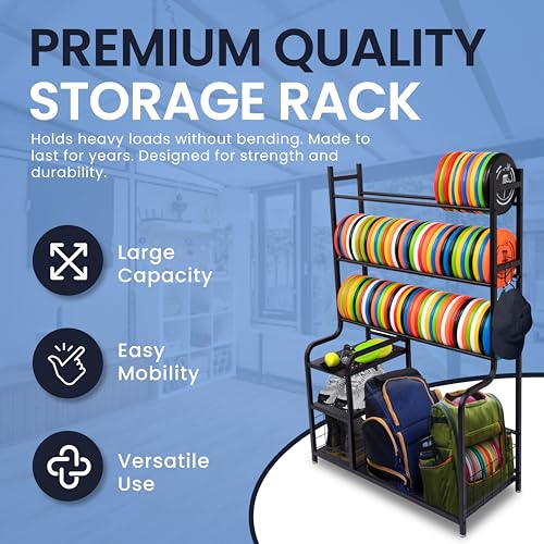 Disc Golf Storage Rack - Large Capacity Organizer for 140+ Discs & Accessories