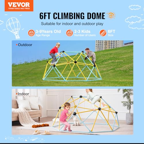 VEVOR 6FT Geometric Climbing Dome for Kids - Indoor & Outdoor Playground Equipment