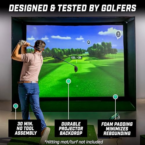 Golf Simulator Enclosure Nets Set - 10 x 8 ft Impact Screen & Frame Kit