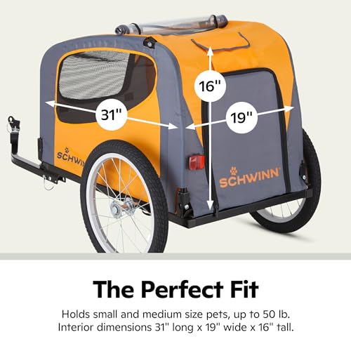 Pet Bike Trailer for Small and Large Dogs Up to 50 lbs - Lightweight Bicycle Carrier