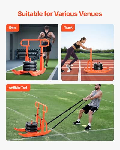 VEVOR Multi-Function Weight Sled for Push-Pull Strength Training - Orange Handle