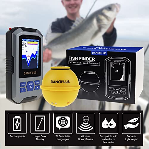 Wireless Fish Finder with HD Display 147Ft Depth Detection Waterproof Sensor
