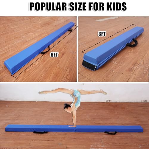 Folding Gymnastics Balance Beam for Kids - 4, 6, 8, 9, 10 Ft Stable Foam Exercise Beam