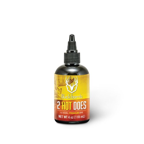Hunters Specialties Buck Bomb Natural 2 Hot Does Liquid Scent w/Wicks | Deer Buck Lure Hunting Primetime Post/Pre Rut Scent Attractant for Hunting, 4 Oz (118 ml.)