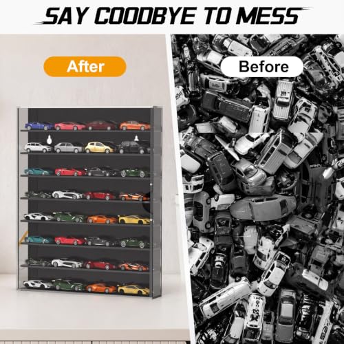 Yalikop 4 Pack 1/64 Scale Toy Car Display Cases Wall Mount Dustproof Shelves