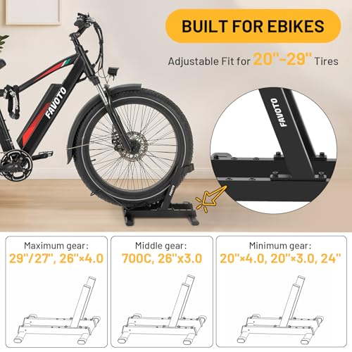 Favoto Black Bike Stand for E-Bikes & Mountain Bikes - Fits Up to 4" Fat Tires
