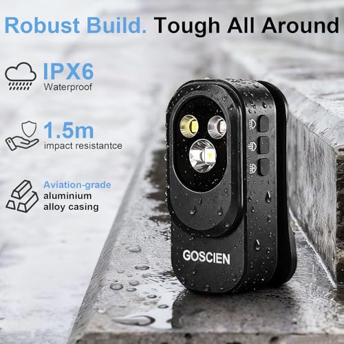 Clip-On EDC Flashlight 500 Lumens Rechargeable Black - Compact & Waterproof