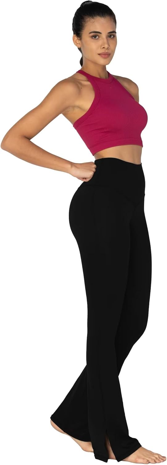 Sunzel High Waisted Flare Leggings - Tummy Control Bootcut Yoga Pants for Women | Split Hem Design